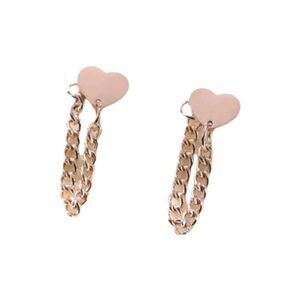 Heart Dangling Chain Stud Earrings